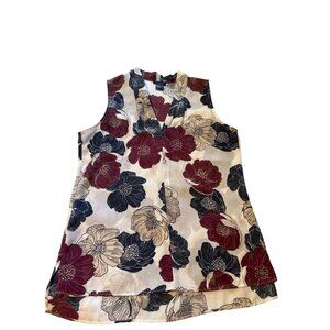 💖Ann Taylor Floral Sleeveless Blouse XS Multicolor